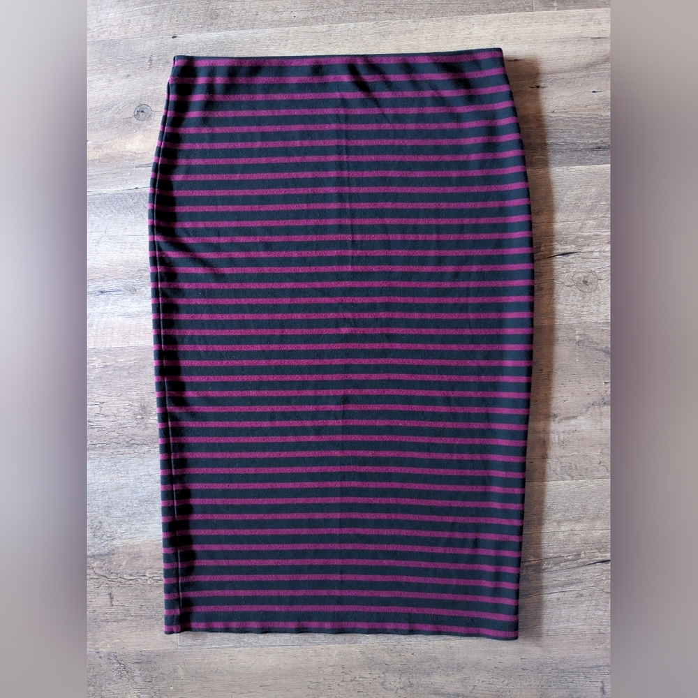 Sanctuary Black and Red Striped Pencil Skirt